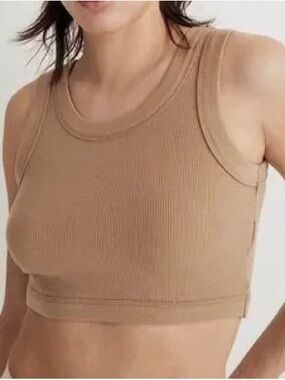 Madewell Ribbed Cropped Tank Top - Camel
